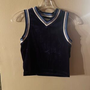Vintage 90s girls The Limited Navy Velvet Top with Striped Trim
